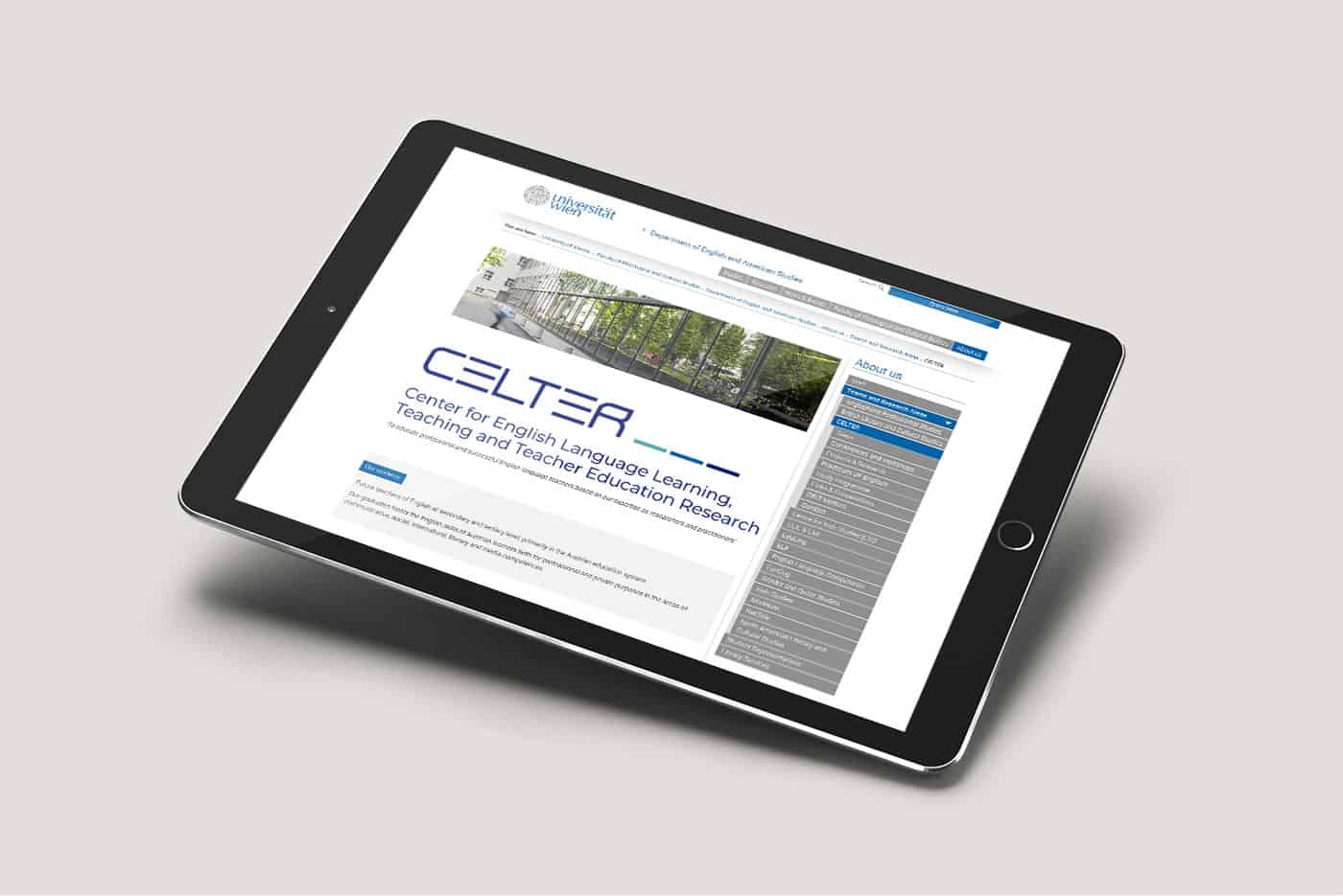 Center for English Language Learning, Teaching and Teacher Education Research - Webseite Tabletview