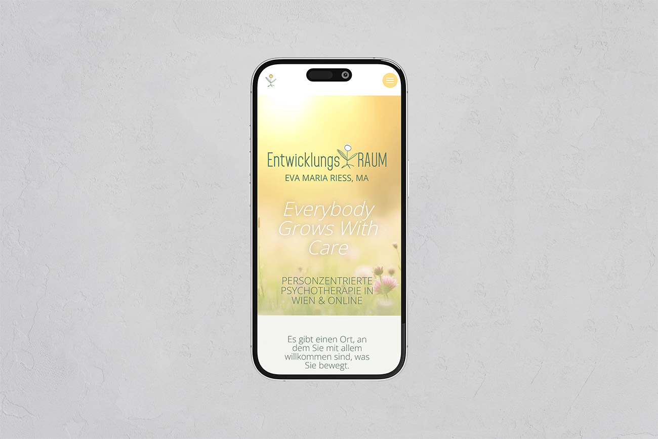 bild zeigt smartphone mit startseite Entwicklungsraum homepage