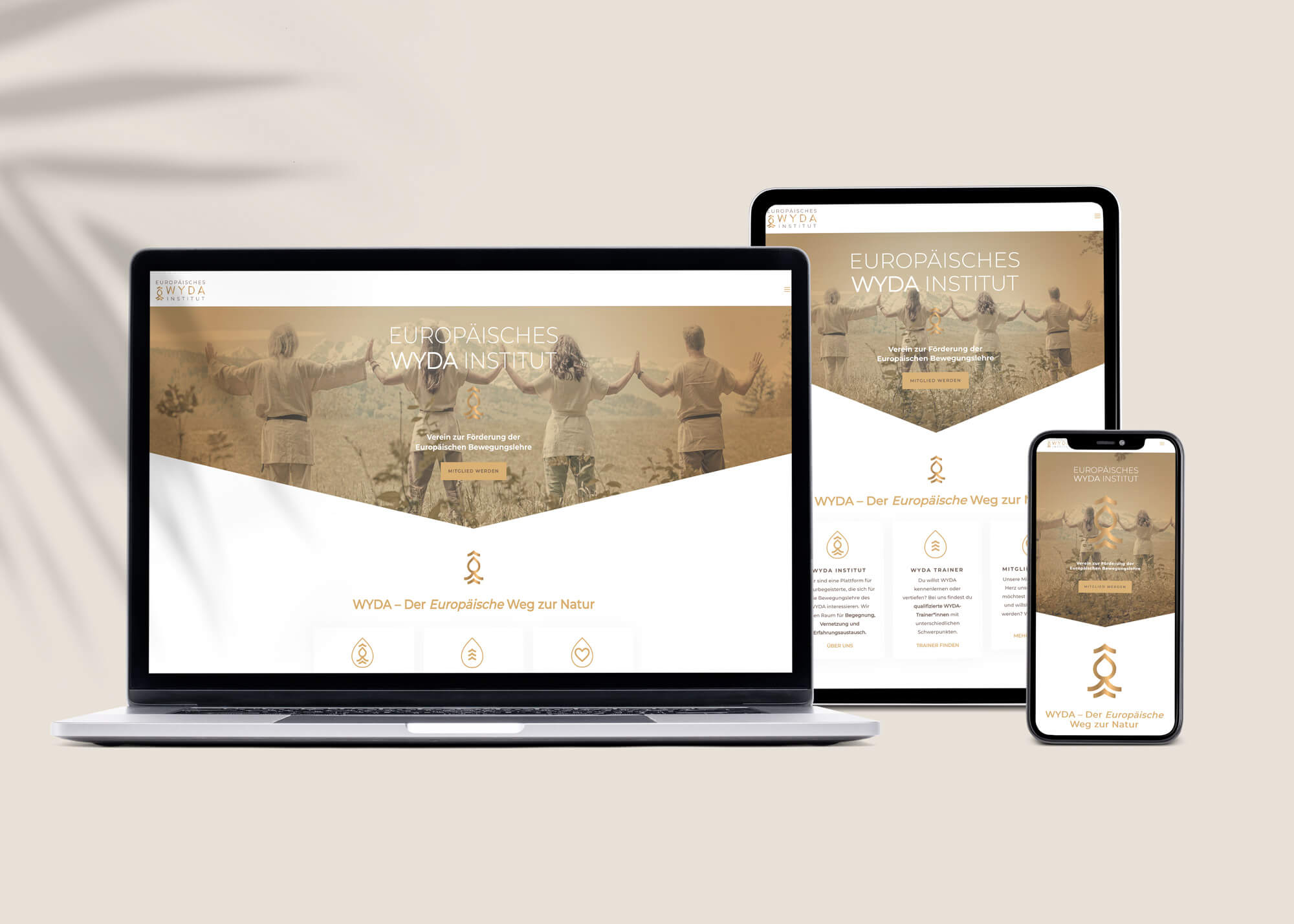 Design und Umsetzung der Wyda Webseite: Im Bild Tablett und Iphone view